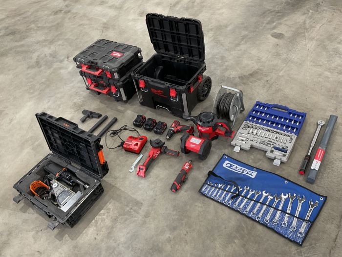 1x Set of Milwaukee Power Tools, Magnetic Drill, Torque Wrench, Spanners etc, Tool Box, from MOD