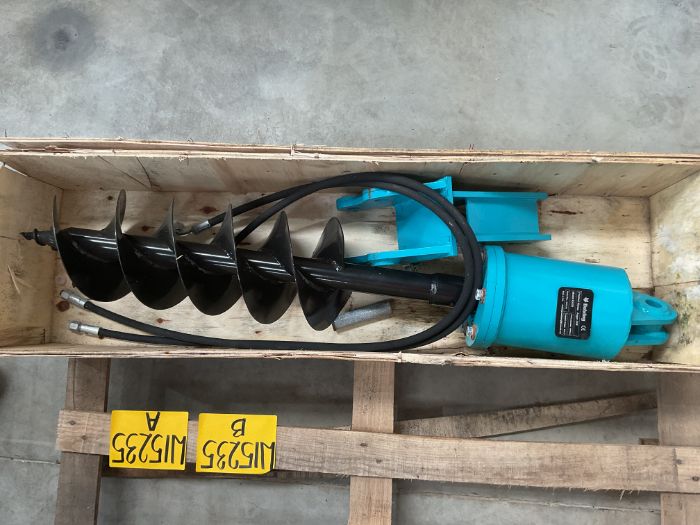 New Unissued Hydraulic Auger Drill for Mini Digger c/w Pipes, Bracket etc