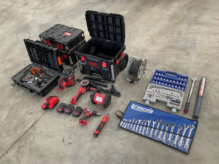 1x Set of Milwaukee Power Tools, Magnetic Drill, Torque Wrench, Spanners etc, Tool Box, from MOD