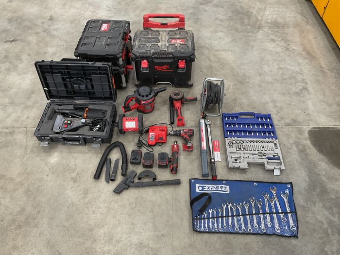 1x Set of Milwaukee Power Tools, Magnetic Drill, Torque Wrench, Spanners etc, Tool Box, from MOD
