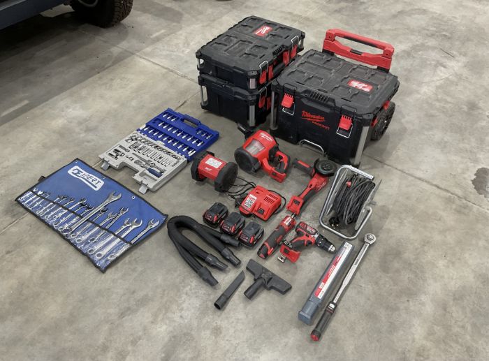 1x Set of Milwaukee Power Tools, Torque Wrench, Spanners etc, Tool Box, from MOD