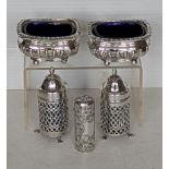 A cased late Victorian silver-cased scent bottle with seaweed etched decoration, flip-top lid, of cy