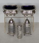 A cased late Victorian silver-cased scent bottle with seaweed etched decoration, flip-top lid, of cy