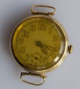 An early 20th century gent's manual wristwatch with Arabic numerals and subsidiary seconds hand, the