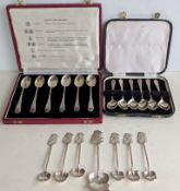 An Edwardian cased set of six silver coffee spoons with bright-cut decoration, hallmarked for Joseph