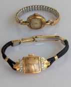 A mid-century ladies manual Recta dress watch set in an 18ct yellow gold case and a similar Rotary 