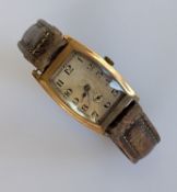 A 1950's Rotary Maximus tank watch with Arabic numerals, Swiss mechanism, ref. 473886, 9ct gold case