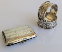 A George V silver smaller cigarette case with engine turned design, hallmarked for Blanckensee & Son