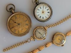 A late 19th century French gold-cased open-face pocket watch, stem-wind, with Roman numerals