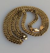 An Italian yellow gold flat curb-link necklace with a lobster clasp, 50 cm, 19.2g