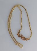 A yellow gold integrated pendant necklace by Tokuc, stamped 585, 45 cm, 8g