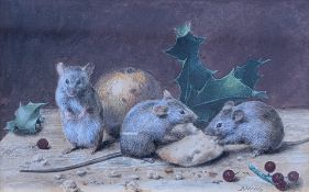 John Sherrin, RI (1819-1896), LITTLE MARAUDERS, watercolour, signed bottom right, 13 x 21 cm