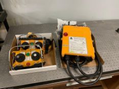 TELECRANE MODEL F24-60 REMOTE CONTROL PANEL, (2) PENDANT CONTROLS