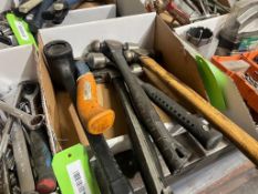 LOT BOX OF ASSORTED HAMMERS AND MALLET