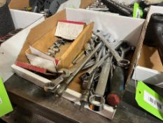 LOT BOX OF ASSORTED WRENCHES AND SOCKETS