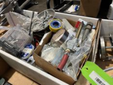 LOT BOX OF MISCELLANEOUS TOOLS, FASTENERS