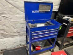 MASTERCRAFT PORTABLE TOOL BOX 30 X 37 X 16IN WITH ASSORTED CONTENTS OF TORQUE WRENCH, SOCKETS, DRILL