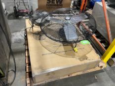 LOT (16) ASSORTED FLOOR AND WALL FANS, LARGE AND SMALL