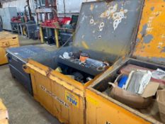 4000 LBS CAPACITY STEEL JOB BOX WITH ASSORTED LIFTING EQUIPMENT, PUMP, ABRASIVES [BUILDING 1]