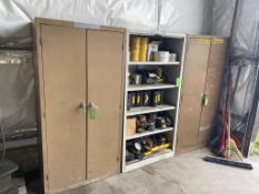 LOT (3) CABINETS OF ASSORTED TOOLS, (7) ULTRASONIC THICKNESS GAUGES, PRESSURE GAUGES, ASSORTED BEARI