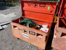 JET SHD SITE SAFE JOB BOX WITH ASSORTED ABRASIVES, WHEELS, PADS, HOSE [OUTSIDE BUILDING 2]