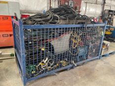 CRATE CAGE WITH ASSORTED WIRES, CABLES, HOSES, FANS [BUILDING 1]