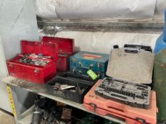 LOT CASES OF ASSORTED TOOLS, MAKITA DRILL, TOOL BOXES, ASSORTED SOCKET SETS [BUILDING 1]