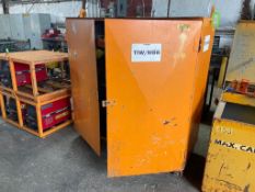 STEEL SITE CABINET WITH ASSORTED CHAINS, STRAPS, HOISTS, OTHER LIFTING EQUIPMENT [BUILDING 1]