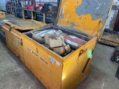 4000 LBS CAPACITY STEEL JOB BOX WITH LINCOLN WELDING FLUX POWER AND ASSORTED WELD WIRES [BUILDING 1]
