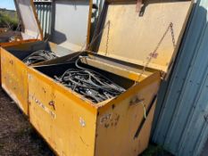 4000 LBS CAPACITY STEEL JOB BOX WITH ASSORTED ELECTRICAL CABLES [OUTSIDE BUILDING 2]