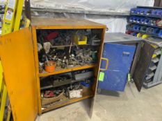 LOT (4) ASSORTED CABINETS WITH CONTENTS OF HYDRAULIC AND PNEUMATIC PARTS, CONNECTORS, FITTINGS, ENGI