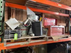 LOT (2) SKIDS OF ASSORTED TOOLS AND PARTS, WRENCHES, SCREW DRIVERS, CURRENT ADJUSTMENT DIALS [BUILDI