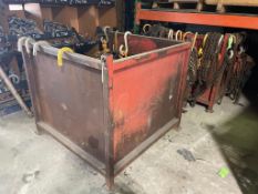 LOT (2) STEEL BINS WITH ASSORTED CHAINS, HOISTS, HOOKS [BUILDING 2]