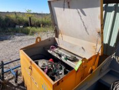 4000 LBS CAPACITY STEEL JOB BOX WITH ASSORTED STEEL CABLE LEVER WINCHES [OUTSIDE BUILDING 2]