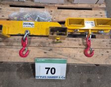 Two Forklift Attachment Lifting Jibs, 1000Kg and 2000Kg capacity and A Quantity of D-Links and