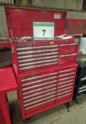 A CLARKE HD Plus Multi-Drawer Tool Storage System with Fourteen Drawer Top Box and Sixteen Drawer