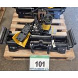 A REMS 845001 1200W 240V Heavy Duty Pipe Cutting Saw with Bespoke Work Horse Stand and Associated