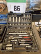 An Unbadged Metric Quarter Inch and Half Inch Drive Socket Set and Ratchets (Note - Incomplete) (