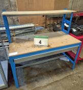 A 1500mm x 750mm Quick Build Workbench with Shelf Over and Single Drawer Storage