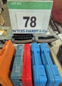 An ERBAUER Hole Saw Kit, a VONTAUS Drill Bit Case and Contents, Two Drum Sander Kits and A HILKA O-