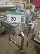 A 3-Section Belted Conveyor System comprising One 2500mm x 300mm Belt Driven Stainless Steel
