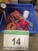 A Quantity of Compressed Air Tools including Spray Gun, GULTZ Gun, Tyre Pressure Gauge and Expanding