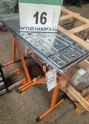 Two VAUNT Adjustable Work Horses with Roller Toops and A Quantity of Clip together Work Beds (As