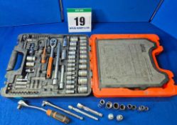 A BAHCO 87 plus 7 Quarter inch and Half inch Drive Socket and Spanner Set (incomplete) with addition