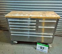 A TRINITY 8-Drawer Castor mounted Workshop Tool Storge and Workbench with Contents including Hole Sa