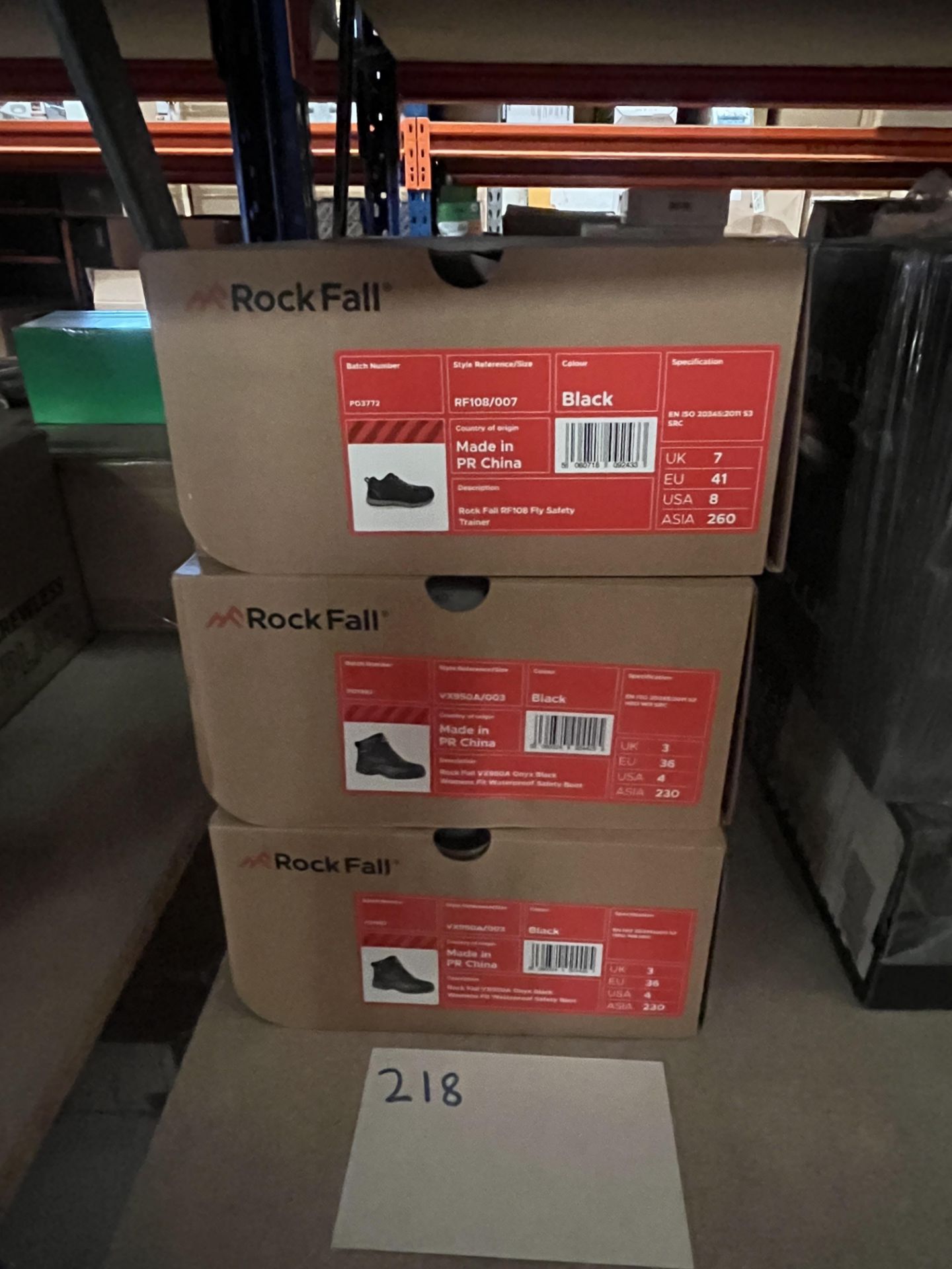 2 x Pairs of RockFall Safety Boots Black UK Size 3 + 1 x Pair of Safety Trainers Black UK Size 7