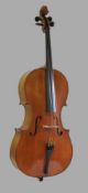 Cello mit 2 Bögen, Heinrich Schmied Geigenbauer Stadt Hagen anno 1946, ein Bogen sign. "F.C. Pfretz