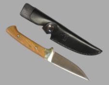 Gürtelmesser, PUMA Tec 302910, Klinge Edelstahl AISI 420, Fulltang, Olivenholzgriff, PUMA Tec Leder
