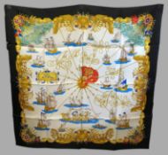 Seidencarré/Seidentuch, Hermès, Voile de Lumière, Entwurf Joachim Metz, 1995, Seide, gem., neuwerti