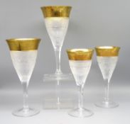 4 diverse Weingläser, Glashütte Moser Karlsbad/Tschechien, Modell Splendid Gold, farbloses, handges